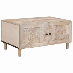 vidaXL Masă de cafea cu ușă Bej 80 x 50 x 40 cm Lemn masiv de mango 4018121