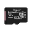 Card memorie KINGSTON 128GB Canvas Select Plus cu adaptorSD, MicroSDTM HC UHS-I, Clasa 10, V10, UHS-I U1, performanta Android A1