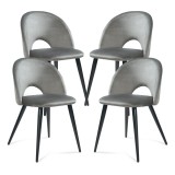 Set 4 scaune dining Karijoki din catifea gri cu picioare negre
