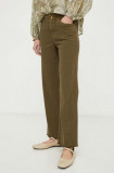 MAX&amp;Co. pantaloni femei, culoarea verde, drept, high waist 2416130000000, Max&amp;Co.