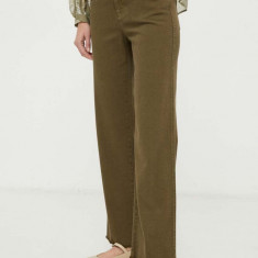 MAX&Co. pantaloni femei, culoarea verde, drept, high waist 2416130000000