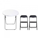 Masa plianta rotunda cu 2 scaune blat mdf 60x65cm alb Zilan ZLN 6968_2S