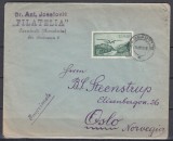 ROMANIA 1931 VEDERI-POSTA AERIANA /PLIC TRIMIS FILATELIA CERNAUTI-OSLO NORVEGIA, Stampilat