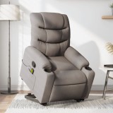 VidaXL Fotoliu rabatabil de masaj cu ridicare, gri taupe, textil