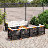 Cumpara ieftin Gossi set mobilier de gradina cu perne, 8 piese, negru, poliratan