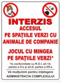 Indicator interzis accesul pe spatiile verzi cu animale de companie si jocul cu mingea pe spatiile verzi