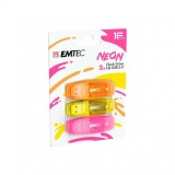 Cumpara ieftin Memorie Externa USB-A Emtec C410 Neon, 16Gb, Set 3 bucati ECMMD16GC41