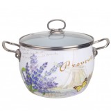 Cumpara ieftin Cratita emailata 3.4l, 20cm, capac din sticla yena Bohmann, model lavanda