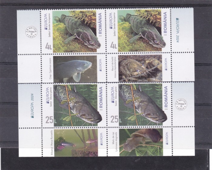 ROMANIA 2024 -EUROPA 2024 - FAUNA SI FLORA SUBACVATICA, IN PERECHE CU TABS DIFERIT, MNH - LP 2464