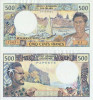 1977, 500 francs (P-25b.1) - Tahiti - stare XF+!