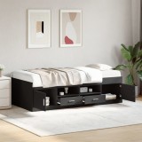 VidaXL Pat de zi cu sertare fără saltea, negru, 75x190 cm