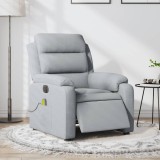VidaXL Fotoliu electric de masaj rabatabil, gri deschis, microfibră