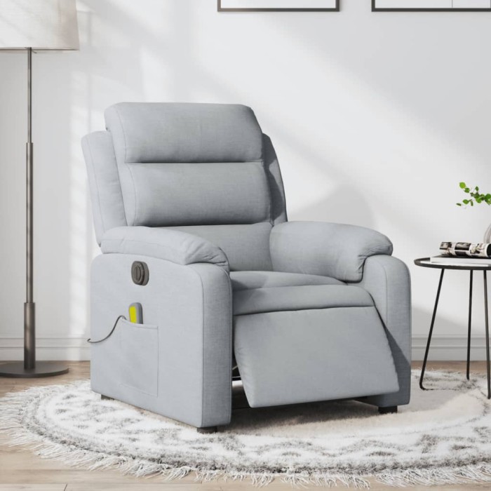 vidaXL Fotoliu electric de masaj rabatabil, gri deschis, microfibră