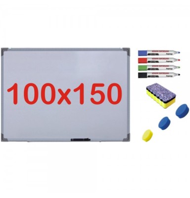 Pachet Tabla alba magnetica, 100x150 cm Premium + accesorii: markere, burete, magneti (7 ani Garantie) foto
