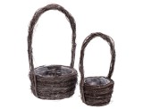 Cumpara ieftin Set 2 ghivece flori lemn salcie maro 19 x 38 cm, 29 x 52 cm