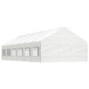Foișor vidaXL Alb 13.38x5.88x3.75m Polietilenă, Acoperiș, Pereți Laterali, Cadru Fier, Protecție Soare/Ploaie, Evenimente
