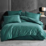 Lenjerie de pat damasc bumbac 100% - verde petrol o persoana