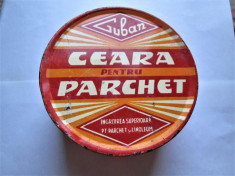 Cutie veche din tabla: Guban - Ceara de Parchet (cu continut) foto