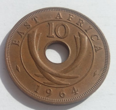 91. Moneda Africa de Est 10 cents 1964 foto