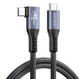 Cablu USB-C la USB-C 90 Grade AGFINEST, USB4 Thunderbolt 4, 40Gbps, 100W, 8K, 1.5m, Impletit