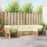 vidaXL Set canapea sectională cu pernă 7 pcs Alb și crem Poliester 3392445