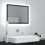 Oglindă de baie cu LED, negru extralucios, 60x8,5x37 cm, acril, vidaXL