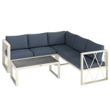 Outsunny Set Mobilier de Grădină din 4 Piese cu 2 Canapele, Fotoliu Reglabil și Măsuță de Cafea, 121x61x62 cm, Gri | Aosom Romania