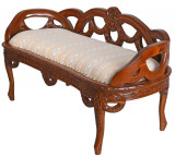 Sofa din lemn masiv mahon cu tapiterie din matase MAR252, Paturi si seturi dormitor, Baroc