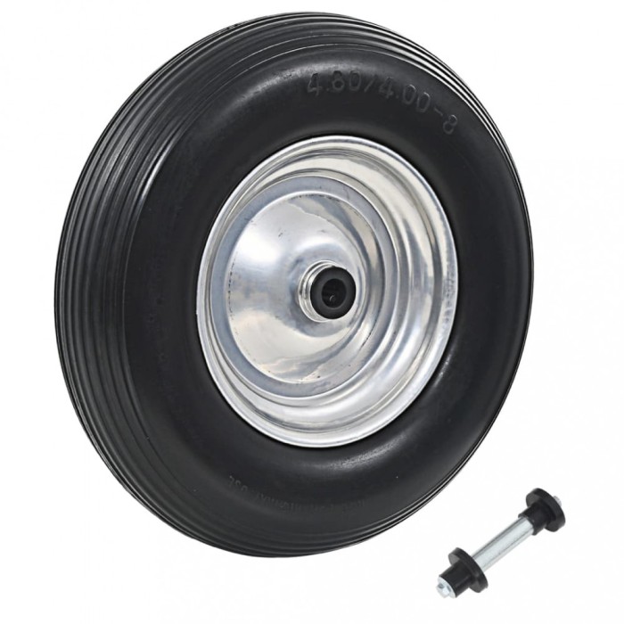 Gossi roata de roaba cu osie, 4.00-8, pu solid, 390 mm
