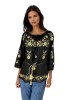 Bluza dama tip ie 257 negru mahon/auriu , marimea 3XL, Casual, Bumbac