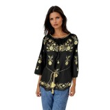 Bluza dama tip ie 257 negru mahon/auriu , marimea M