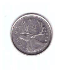 Moneda Canada 25 cents/centi 2005, stare buna, curata, ciupita