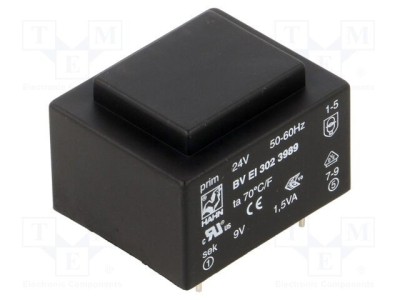 Transformator &amp;icirc;ncapsulat HAHN 1,5VA 24VAC la 9V PCB foto