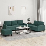 VidaXL Set de canapele cu perne, 3 piese, verde &icirc;nchis, catifea