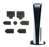 Set 7 capace din silicon pentru protectie porturi consola PlayStation 5, Negru, Oem
