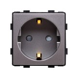 Modul Priză Schuko 16A Gri Pulsar Touch NS, Design Modern &Icirc;ncastrat, Ideal pentru Sisteme Electrice Elegante 230V IP20, Compatibil Rame Sticlă