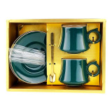 Cumpara ieftin Set 2 cesti cu farfurie elegante, Verde, 1776H