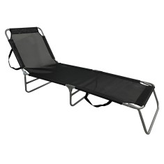 Sezlong de gradina negru gri Keleo 58x182x30/79 cm