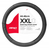 Husa volan auto din piele naturala perforata XXL 44-46 cm, forma ergonomica, montaj usor, SWC-50-XXL, AMiO, pentru volane cu airbag