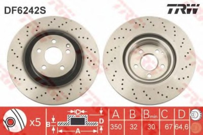 Disc frana MERCEDES E-CLASS (W211) (2002 - 2009) TRW DF6242S foto