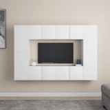 VidaXL Set dulapuri TV, 8 piese, alb, lemn prelucrat