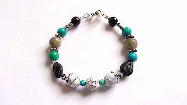 Bratara labradorit, onix, agate, crisocolla si lava, bratara femei 32148