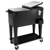 Outsunny Cărucior Frigider 76L cu raft, Deschizător de sticle și Colector de capace, din Plastic și Oțel, 91x39x84.5 cm, Negru | Aosom Romania
