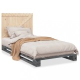 Cumpara ieftin Cadru de pat cu tablie, gri, 100x200 cm, lemn masiv de pin