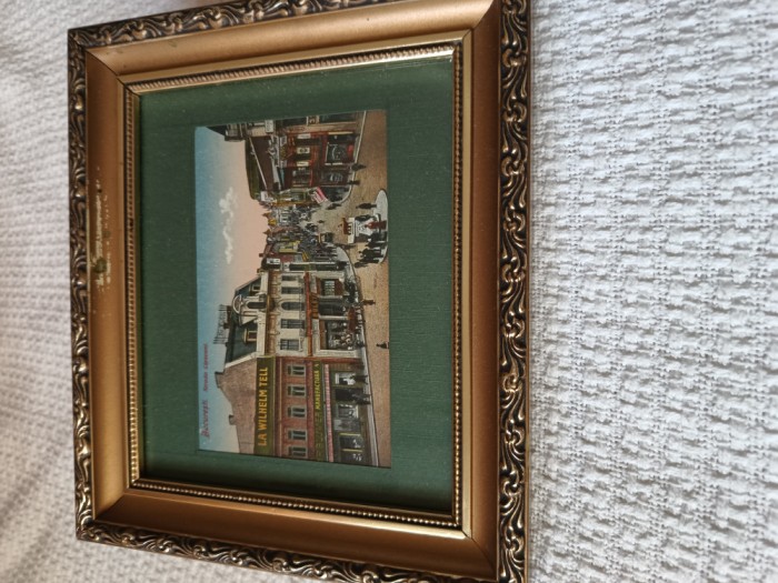 carte postala color ,inramata STRADA LIPSCANI , MONUMENTUL LUPOAICEI ,la 1900