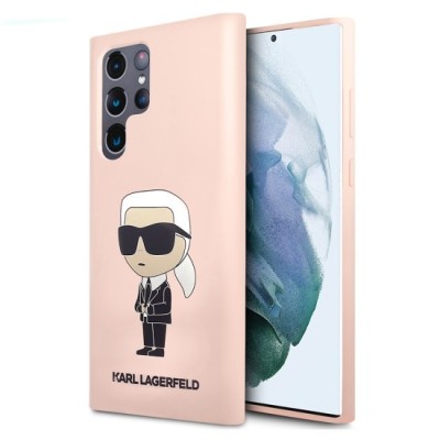 Husa pentru Samsung Galaxy S23 Ultra - Karl Lagerfeld Silicone (KLHCS23LSNIKBCP) - Pink Ikonik foto
