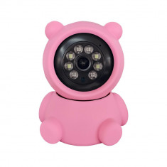 Video Baby Monitor AB80 cu Wi-Fi detectare miscare, vedere nocturna, monitorizare 360, slot microSD, roz foto