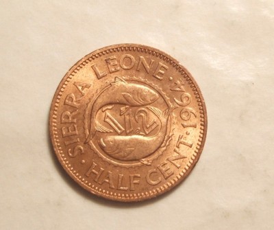 SIERRA LEONE 1/2 CENTI 1964 UNC foto