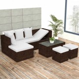 vidaXL Set mobilier de grădină cu perne, 4 piese, maro, poliratan 42585