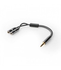 Adaptor audio pentru casti si microfon Jack 3.5 mm tata - 2x 3.5 mm